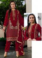 Faux Georgette  Red Festival Wear Embroidery Sequence Work With Zarkan Pakistani Suit